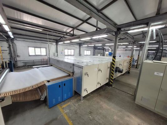 Single belt hot air circulation oven for thermal bonding soft poly wadding 